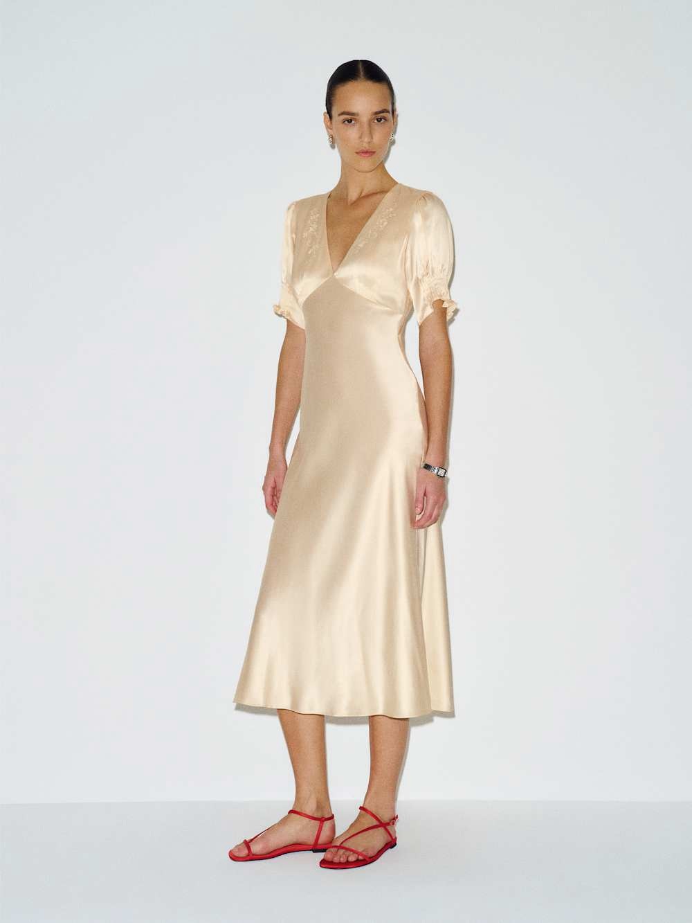 Reformation Sacha Silk Dress Ivory - Size 4 - Picture 3 of 4